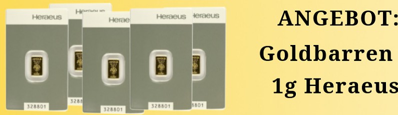 Angebot: 1g Goldbarren Heraeus