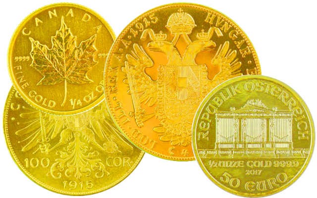 Goldmünzen von 1/4 Unze bis kleiner als 1 Unze