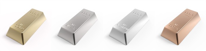 Bars of different precious metals Bars of different precious metals
