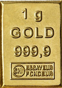 Goldbarren 1g - Einzelbarren aus Tafelbarren Goldbarren 1g - Einzelbarren aus Tafelbarren