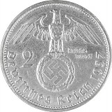 2 Reichsmark Hindenburg mit HK 5g Silber (1936 - 1939)