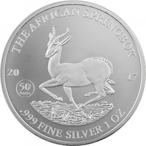 Africa Gabun Springbock 1oz Silber - 2017 B-Ware