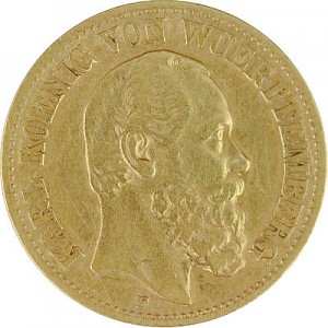 10 Mark Karl König von Württemberg 3,58g Gold