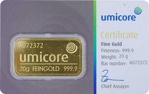 Goldbarren 20g - Umicore