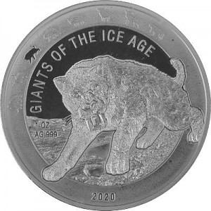 Giganten der Eiszeit - Säbelzahnkatze 1oz Silber - 2020