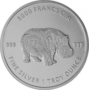 Tschad Mandala Flusspferd 1oz Silber - 2020