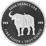 Tschad Mandala Büffel 1 Unze Silber - 2020