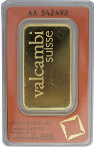 Goldbarren 100g - VALCAMBI (orange)