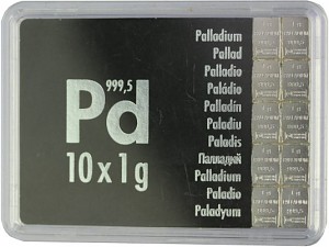 Tafelbarren Palladium 10g (10x1g) diff.