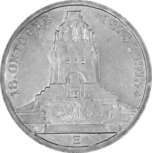 3 Mark Kaiserreich Sachsen Völkerschlachtdenkmal 15g Silber - 1913