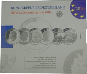 6x 10 EUR Gedenkmünze Deutschland 99,90g Silber 2010
