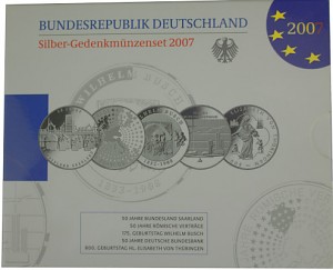 5x 10 EUR Gedenkmünze Deutschland 83,25g Silber 2007