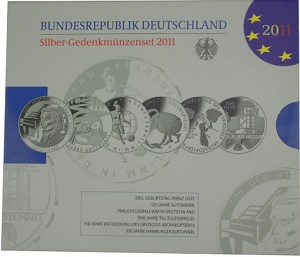6x 10 EUR Gedenkmünze Deutschland 60g Silber 2011