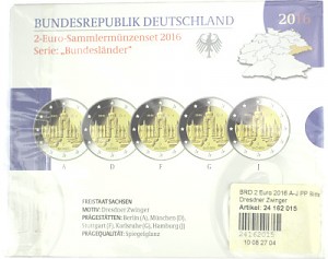 5x 2 EUR Gedenkmünzenset Serie Bundesländer A-J 2016 St.