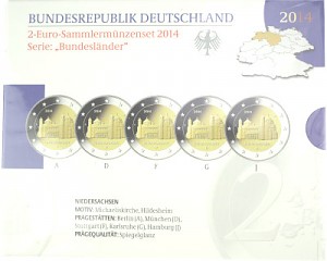 5x 2 EUR Gedenkmünzenset Serie Bundesländer A-J 2014 St.