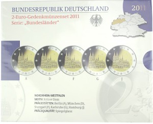 5x 2 EUR Gedenkmünzenset Serie Bundesländer A-J 2011 St.