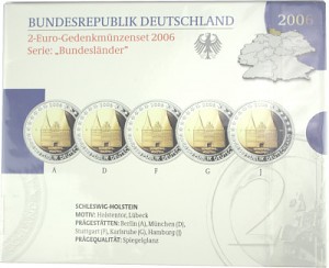 5x 2 EUR Gedenkmünzenset Serie Bundesländer A-J 2006 St.