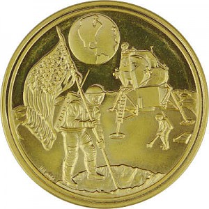 Medaille Landung auf dem Mond 15,83g Gold