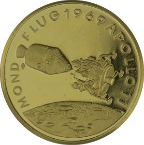 Medaille Mondflug 1969 Apollo 11 - 9,05g Gold PP 
