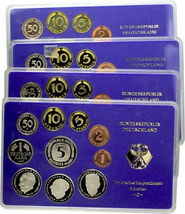 4x DM Kursmünzen Set (D,F,G,J) mit je 12,68 DM 1985 - 1987 4x DM Kursmünzen Set (D,F,G,J) mit je 12,68 DM 1985 - 1987