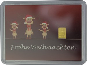 Goldbarren 1g - 'Frohe Weihnachten'