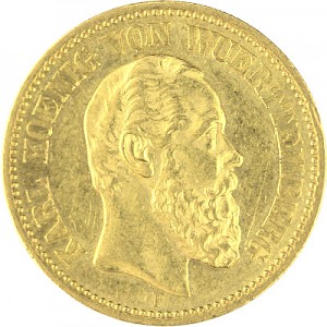 20 Mark Karl König von Württemberg 7,16 Gold (1872, 1873)