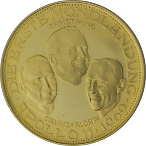 Medaille Die erste Mondlandung Apollo 11- 9,4g Gold 1969