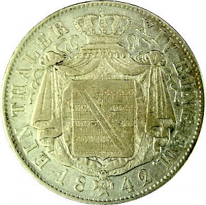 1 Taler Sachsen 1842 G - 16,67g Silber
