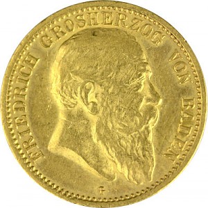 10 Mark Friedrich I Grossherzog von Baden 3,58g Gold (1902 - 1907)