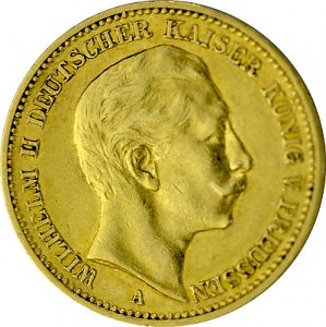 20 Mark Wilhelm II. Preußen 7,16g Gold (1888, 1889) 20 Mark Wilhelm II. Preußen 7,16g Gold (1888, 1889)