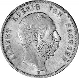 5 Mark Kaiserreich Albert Koenig von Sachsen 25g Silber (1875,1876, 1889)