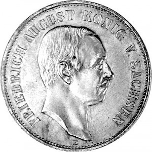 5 Mark Kaiserreich Friedrich August III König von Sachsen 25g Silber (1907, 1908, 1914)