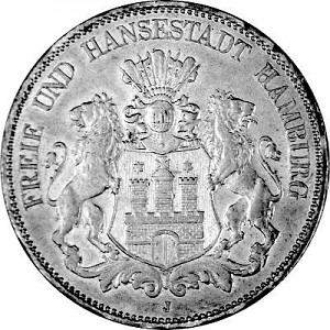 5 Mark Kaiserreich Freie und Hansestadt Hamburg 25g Silber (1891 - 1913)