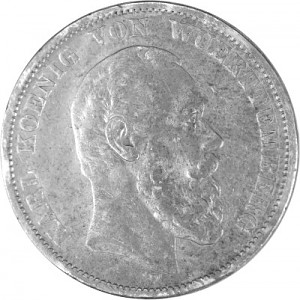 5 Mark Kaiserreich Karl Koenig von Wuerttemberg 25g Silber (1874 - 1888) 5 Mark Kaiserreich Karl Koenig von Wuerttemberg 25g Silber (1874 - 1888)
