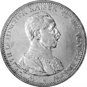 5 Mark Kaiserreich Wilhelm II Deutscher Kaiser Uniform 25g Silber (1913, 1914)