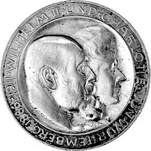 3 Mark Kaiserreich Wilhelm II u. Charlotte von Wuerttemberg 15g Silber - 1911