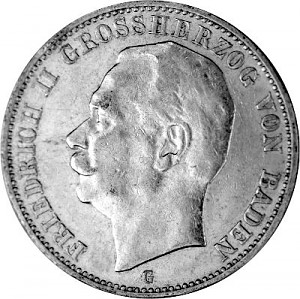 3 Mark Kaiserreich Friedrich II Grossherzog von Baden 15g Silber (1908 - 1915) 3 Mark Kaiserreich Friedrich II Grossherzog von Baden 15g Silber (1908 - 1915)