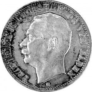 3 Mark Kaiserreich Friedrich II Grossherzog von Baden 15g Silber (1908 - 1915)