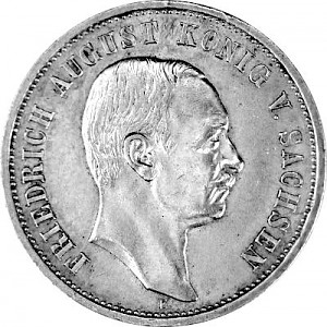 3 Mark Kaiserreich Friedrich August König von Sachsen 15g Silber (1908 - 1913)
