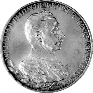 3 Mark Kaiserreich Wilhelm II Deutscher Kaiser Regierungsjubiläum 15g Silber - 1913