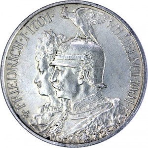 2 Mark Kaiserreich 200 Jahre Königreich Preußen 10g Silber - 1901