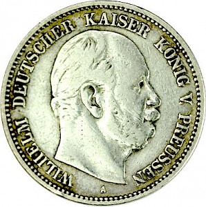 2 Mark Kaiserreich Wilhelm Deutscher Kaiser 10g Silber (1876 - 1884)