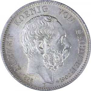 2 Mark Kaiserreich Albert Koenig von Sachsen 10g Silber (1891 - 1913)