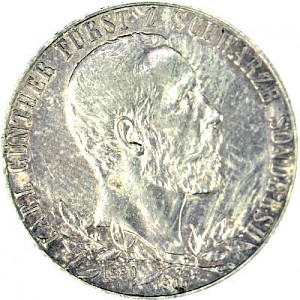 2 Mark Kaiserreich Günther Schwarzburg Sondershausen Regierungsjubiläum 10g Silber - 1905
