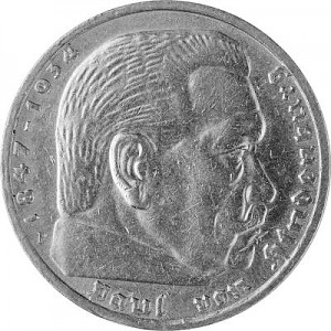 5 Reichsmark Hindenburg mit HK 12,5g Silber (1934 – 1939) B-Ware