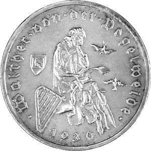 3 Reichsmark Weimarer Republik Walther v.d. Vogelweide 7,5g Silber - 1930