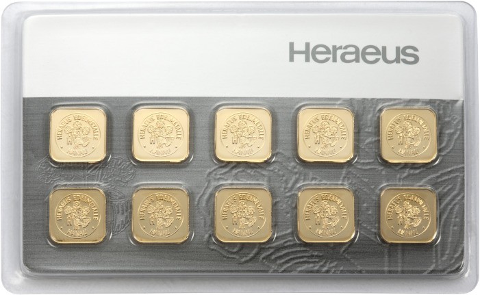 Goldbarren Heraeus 10x1g Multicard Edelmetalle Direkt